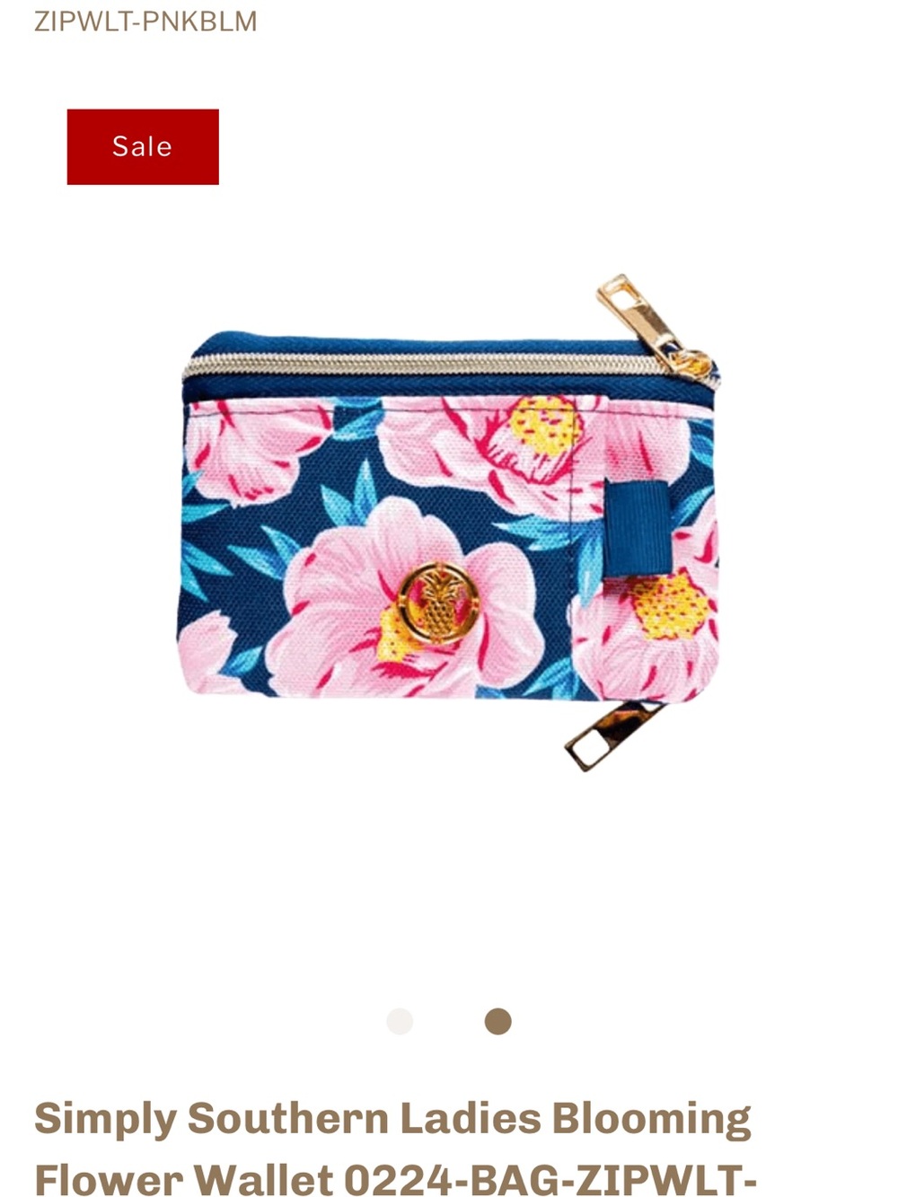 Simply Southern Navy Floral Zip Wallet with Pink Flowers